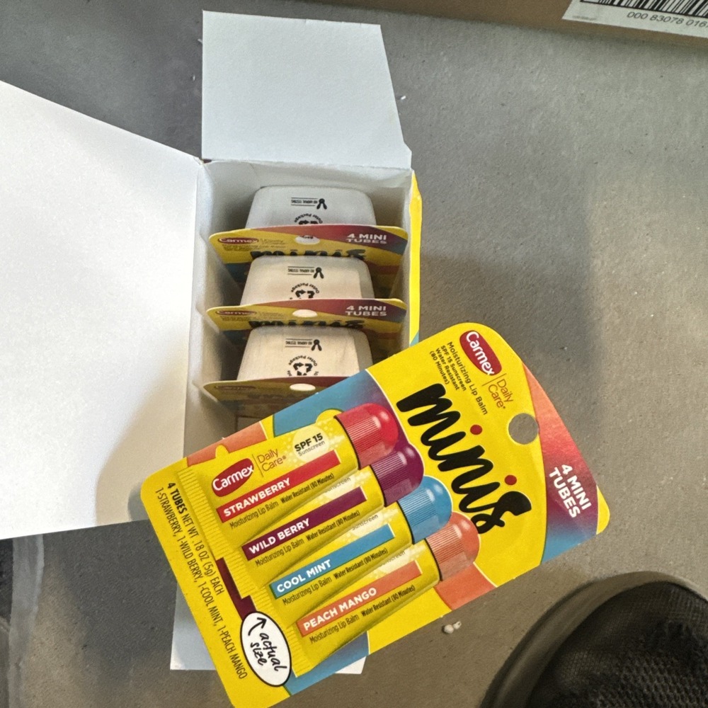 Carmex Minis 4pk Moisturizing Lip Balm SPF 15 Sunscreen (4 Packs Of‎ 4)